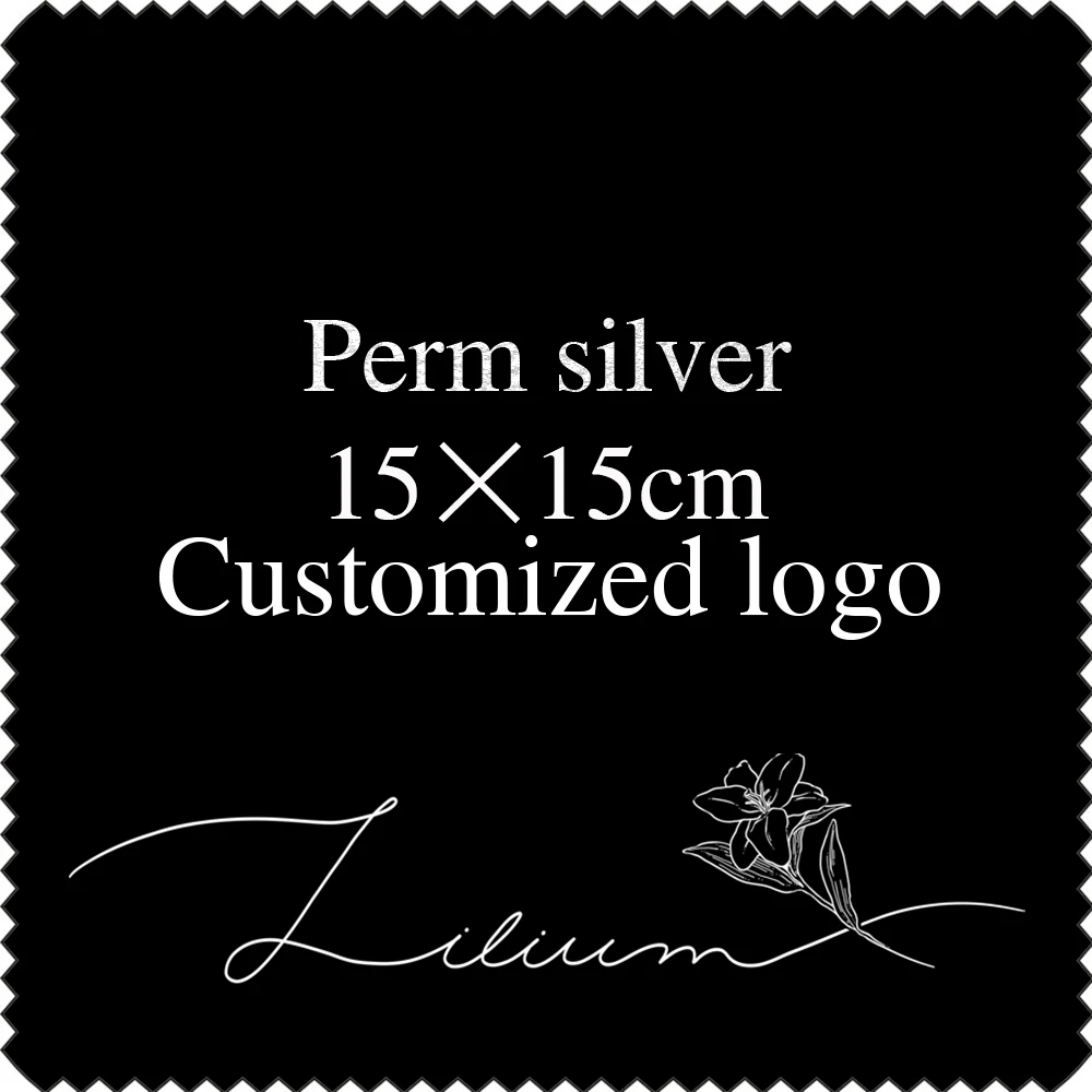 Custom LOGO 100PCS 15X15CM Silver Polish Cloth Silver Jewelry Cleaner Wiping Polishing Black Microfiber Suede Fabric Cloth