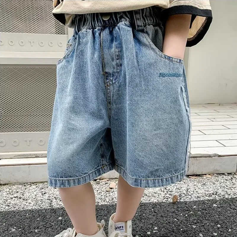 Boys' Shorts Summer New Network Red Pants Fashionable Baby Capris Fashionable Children's Jeans Middle Pants