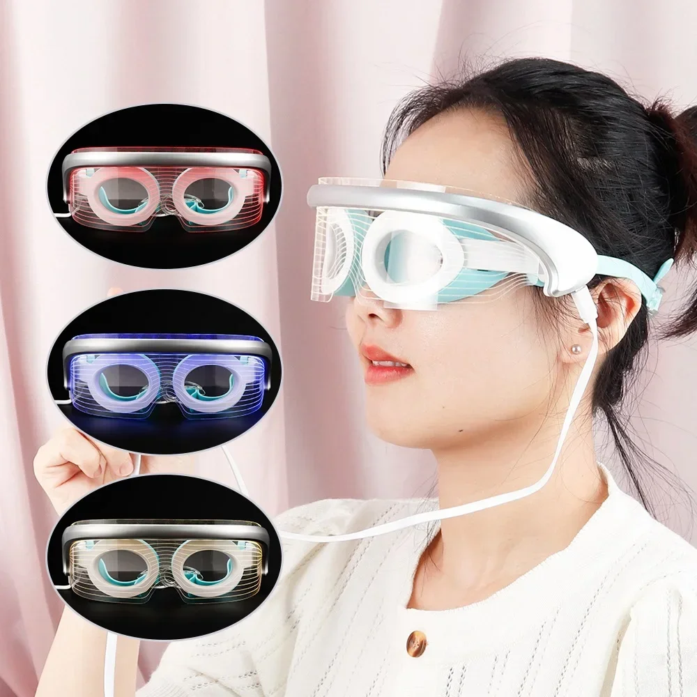 Eye Massager LED Photon Therapy Anti Aging Eye Skin Tighten Hot Compress Vibration Massage Beauty Device Relaxing Blindfold