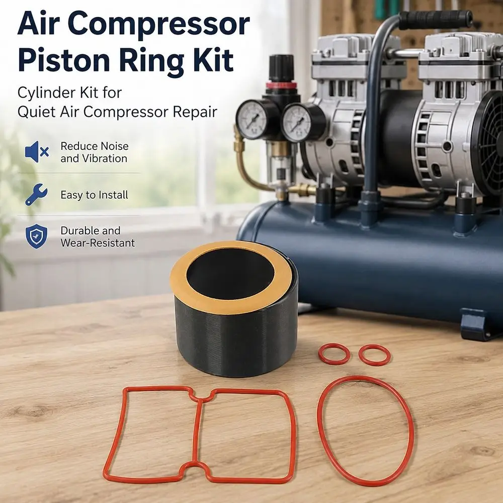 1Set 550W 750W 1100W 1500W Air Compressor Piston Ring Kit Nitrile Rubber Cylinder Sleeve Oil Free Cylinder Kit