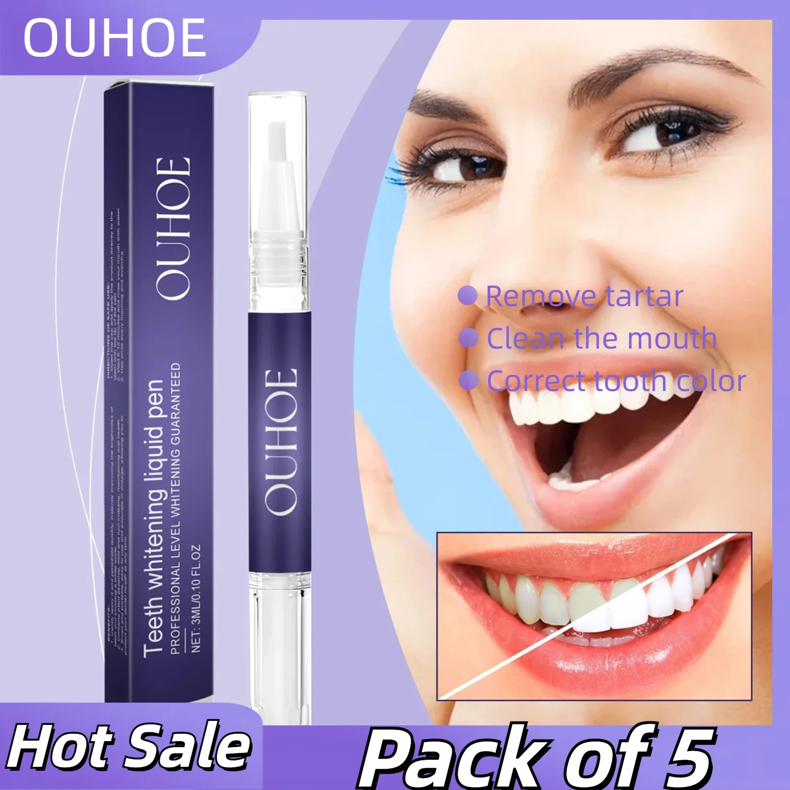 5pcs Teeth Whitening Pen Teeth Gel Whitener Bleach Remove Stains Oral Hygiene Instant Smile Teeth Whitening Kit Cleansing Serum