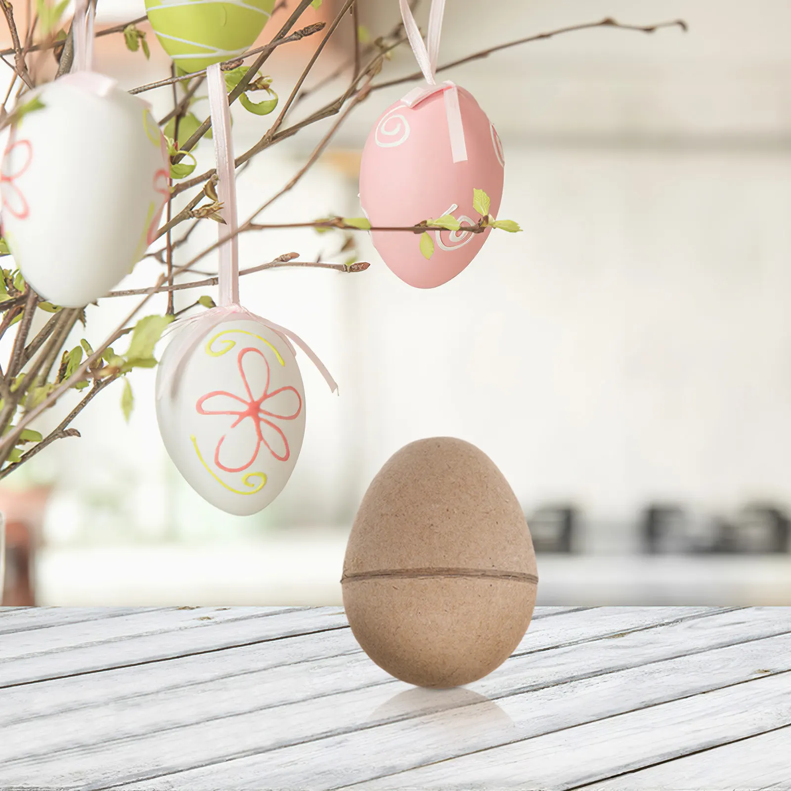 6Pcs Large Unfinished Paper Easter Eggs DIY Blank Craft Ornament for Hand Painting Graffiti Easter Decoration Kids Adults