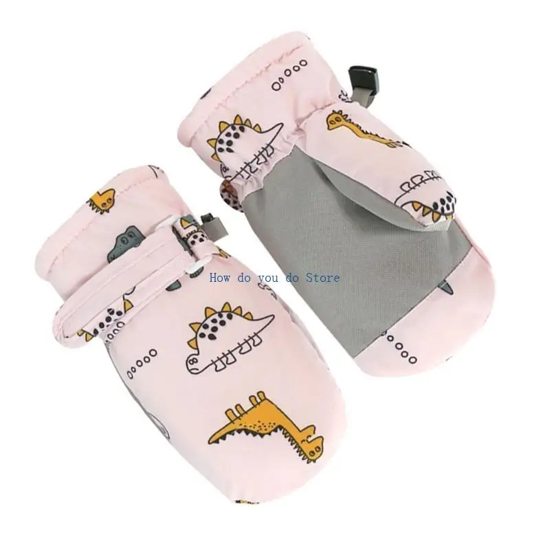 

19QF 1 Pair Cartoon Windproof Ski Mittens Quick Drying Design Warm Gloves for Infants