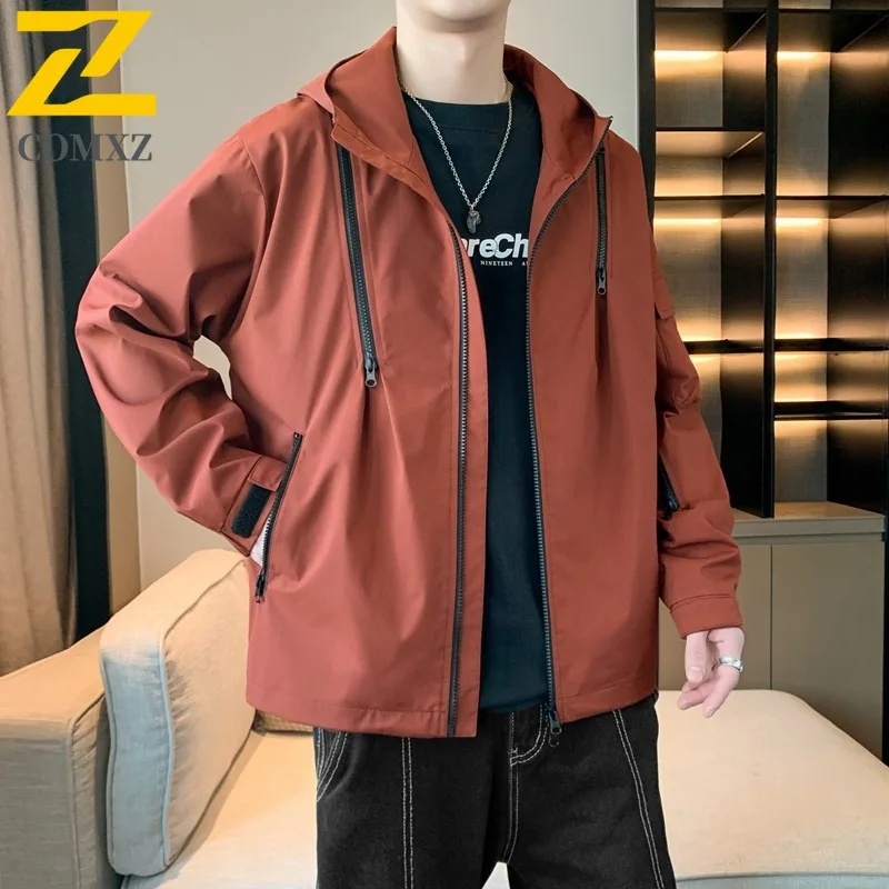 معطف COMXZ مقاوم للمطر مقاوم للرياح ومقاوم للماء وخفيف الوزن للسفر في الهواء الطلق وسترة لراكبي الدراجات النارية والتسلق ومقاومة للخدش ملابس خارجية للرجال #3
