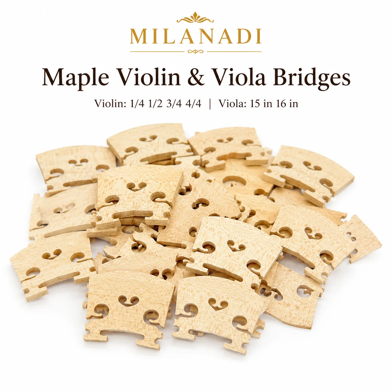 10pcs Violin/Viola Bridges Fiddle Maple Wood 4/4 3/4 1/2 1/4 Size Musical Instrument Accessories Part