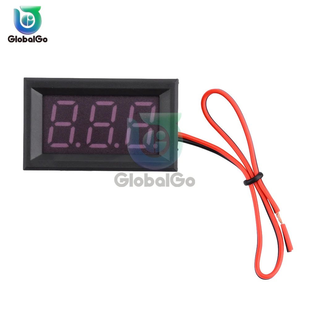 2 Wire Digital Voltmeter DC 5-120V LED Voltage Panel Meter Red/Blue/Green Voltage Monitor Tester Gauge for Motorcycle Car