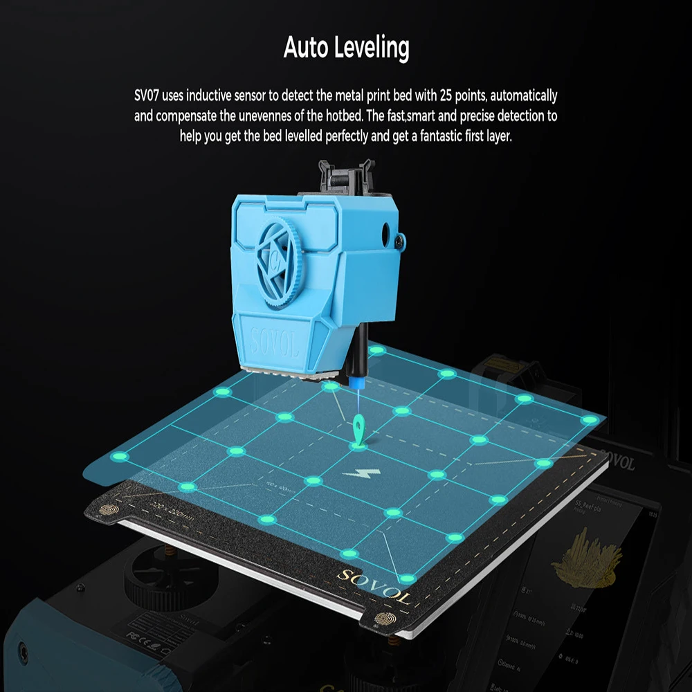 Sovol SV07 Klipper Direct Drive Extruder 3D Printer Print Speed 250mm/S FDM Auto Leveling 32 Bit Silent Board Impresora 3d