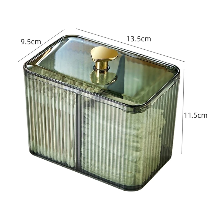 Cotton Swabs Dispenser 3 Grids Cotton Swabs Holder With Clear Lid Cosmetic Simple Type Cotton Pad Holder Storage Box