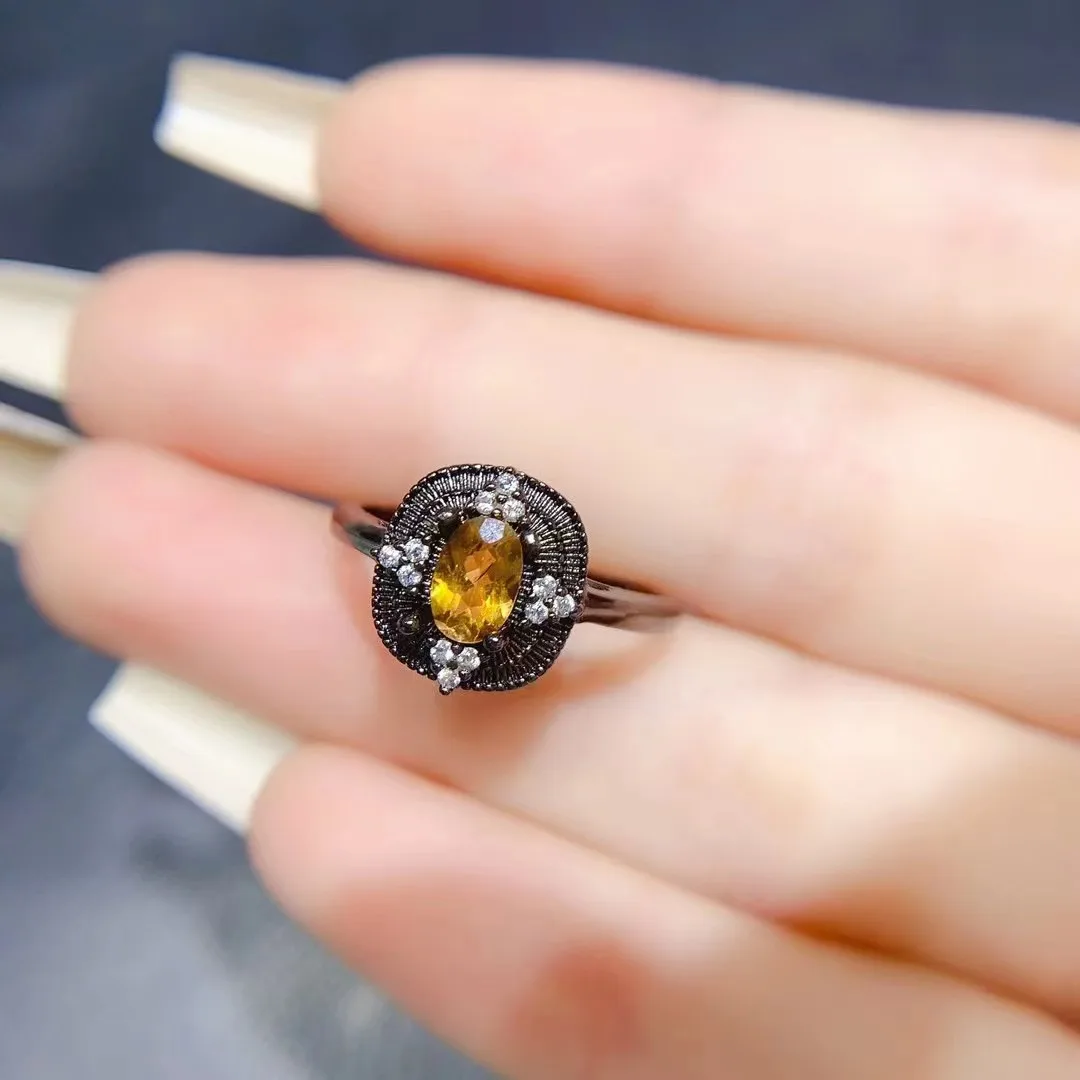 FS 4*6mm Natural Citrine Ring for Women S925 Sterling Silver Fine Fashion Charm Weddings Jewelry Certificate MeiBaPJ Free Mail