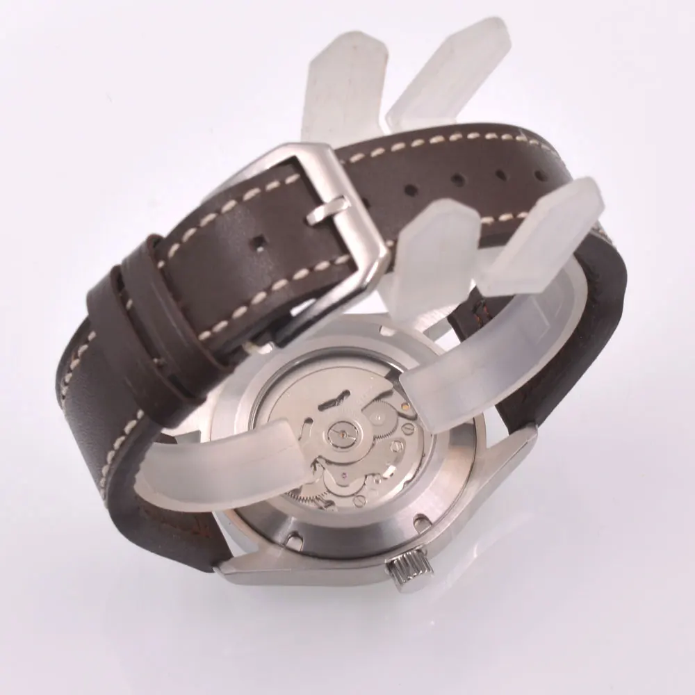 カスタム36MM/39MMサファイアクリスタルブラッシュドケースメンズ腕時計NH35自動巻き機械式メンズウォッチ