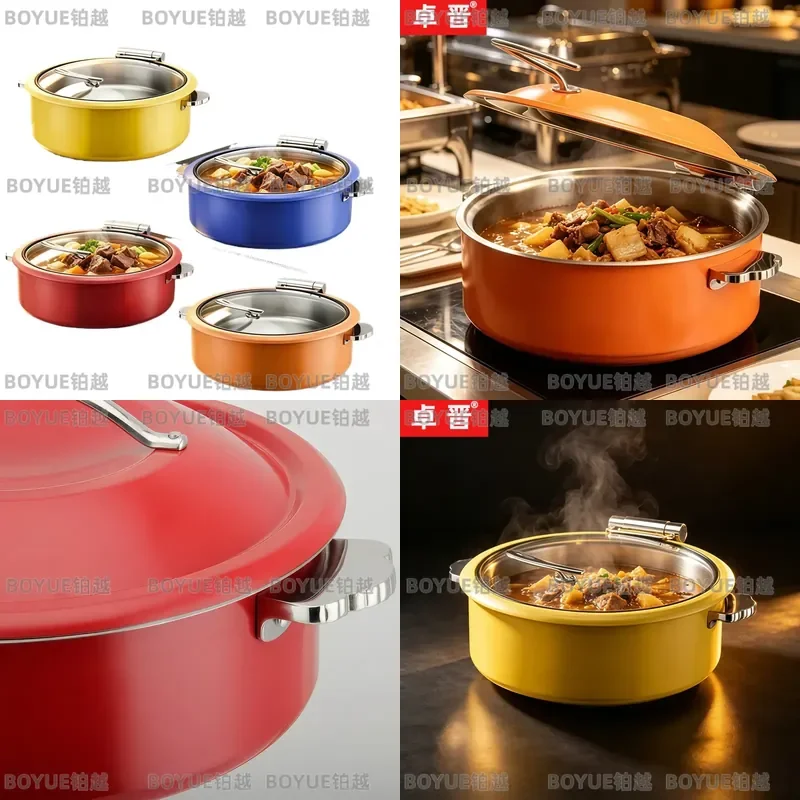 Commercial Stainless Steel Hydraulic Chafing Dish Thickened Insulation Buffet Warmer for Hotel Breakfast Catering