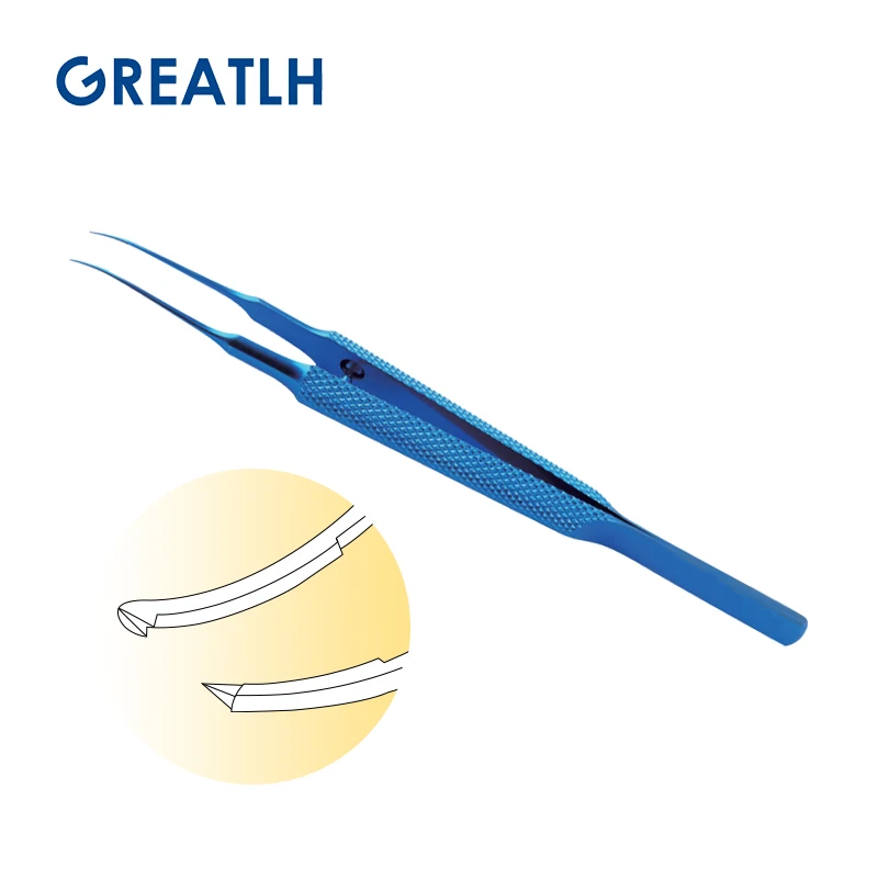 1pcs Eyelid Flat Handle Curved Tooth Forceps Titanium Alloy Ophthalmic Surgical Instrument