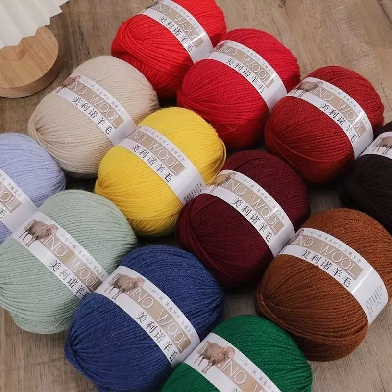 500g/set Medium Thick Wool Yarn for Crochet Sweater Hat Scarf Vest Coat Diy Soft Skin Friendly Warm Fluffy Thread Pink White Red