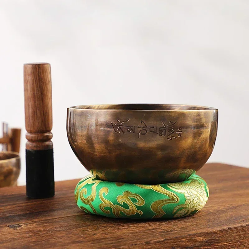 New Full Moon Brass Singing Bowl Nepal Handmade Tibetan Bowls Buddhism Meditation Large Sound Bowl Chakras Musical Instrument