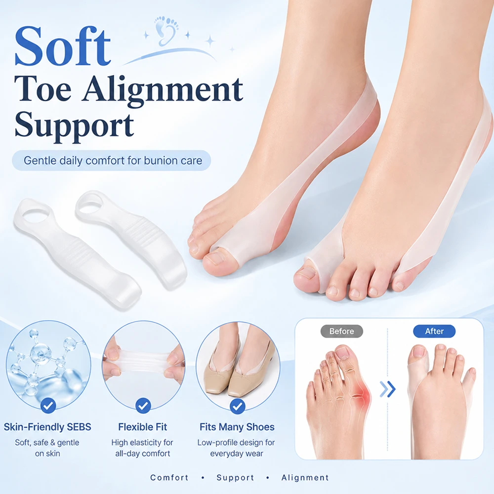 Daily Silicone Gel Foot Toe Separator Thumb Hallux Valgus Protector Bunion Adjuster Bicyclic Thumb Orthopedic Braces Correct Fit
