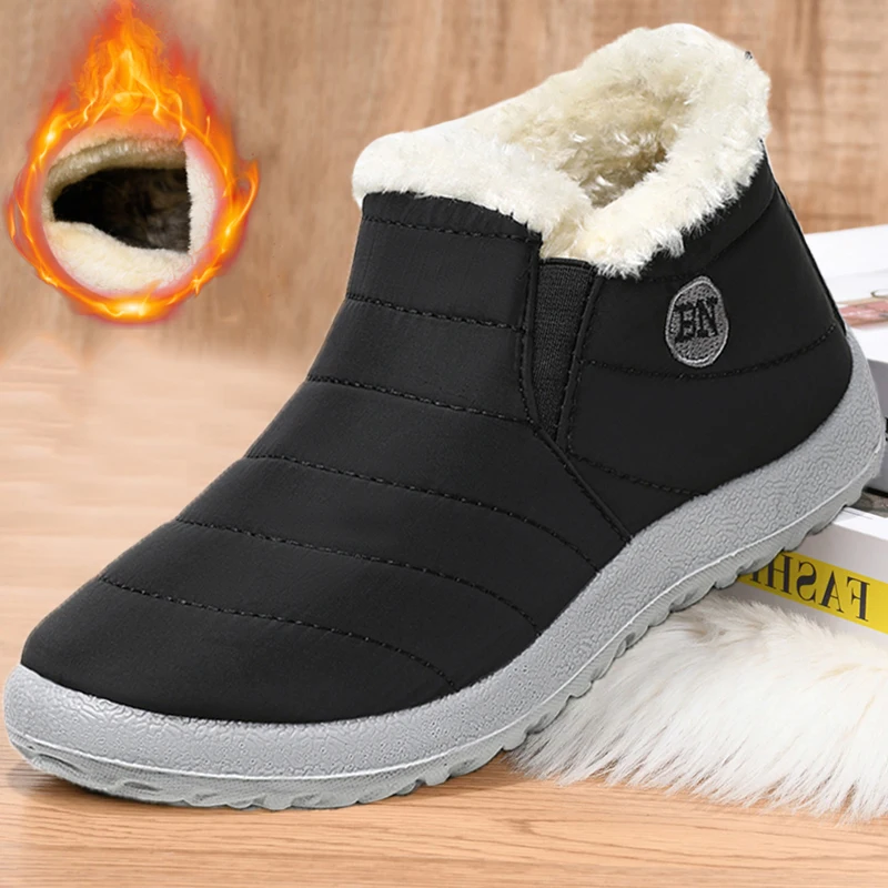 Boots Woman Snow Plus Size Women Booties Slip On Shoes Woman Plush Ankle Boots Platform Fur Botas Mujer Winter Shoes Boots