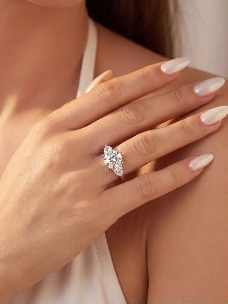 DWJ Mode 3CT Große Moissanit Diamant Ringe für Frauen Doppel Herz Zirkon 925 Sterling Silber Eternity Engagement Edlen Schmuck – Detail 7