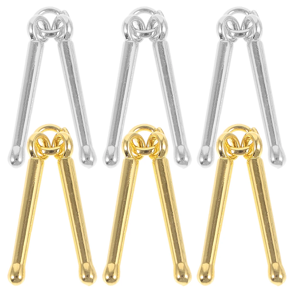 

6pcs Drumstick Pendant Zinc Alloy Music Lover Charm Drummer Jewelry Keychains Diy Craft Supplies Durable Vintage Design 3D