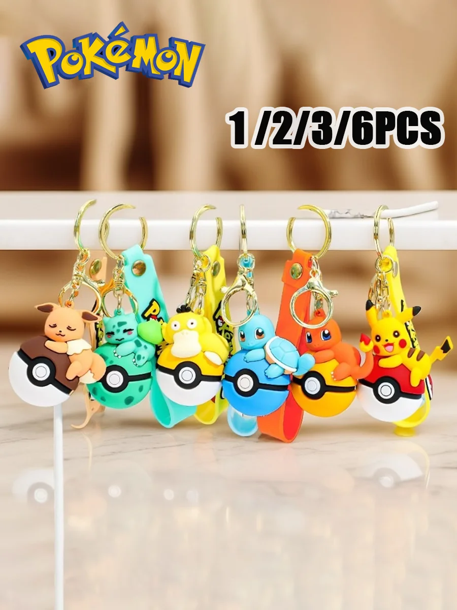 6pcs Kawaii Anime Keychain Set Eevee Charmander Figures