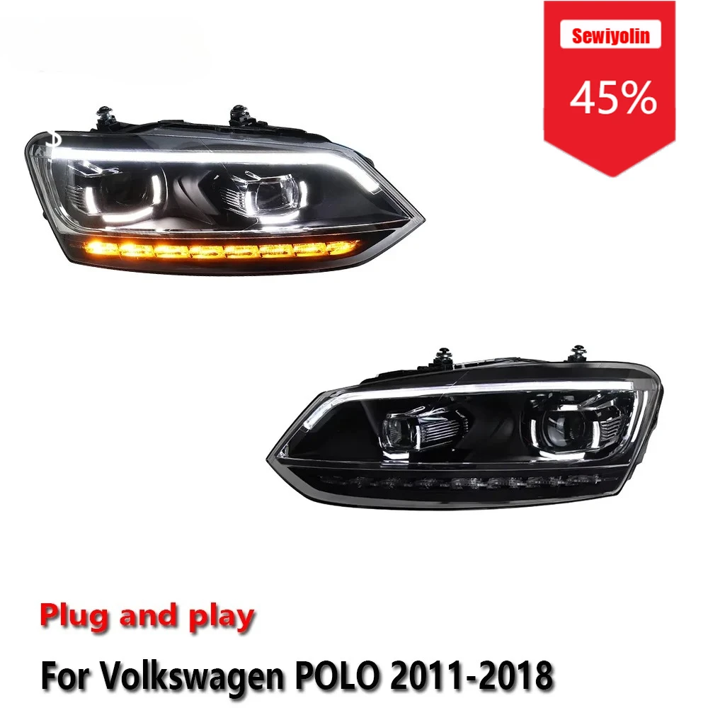 

Sewiyolin Car LED Headlight Assemblies For Volkswagen POLO 2011-2018 Fog DRL Brake Turn Signal Lamp Plug and Play