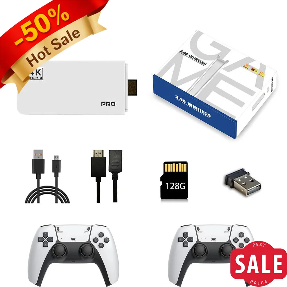 وحدة تحكم ألعاب ريترو 128G ألعاب فيديو كلاسيكية 2025 4K HDMI مدمجة 23 محاكيات 20000+ ألعاب التوصيل والتشغيل مع وحدتي تحكم #1