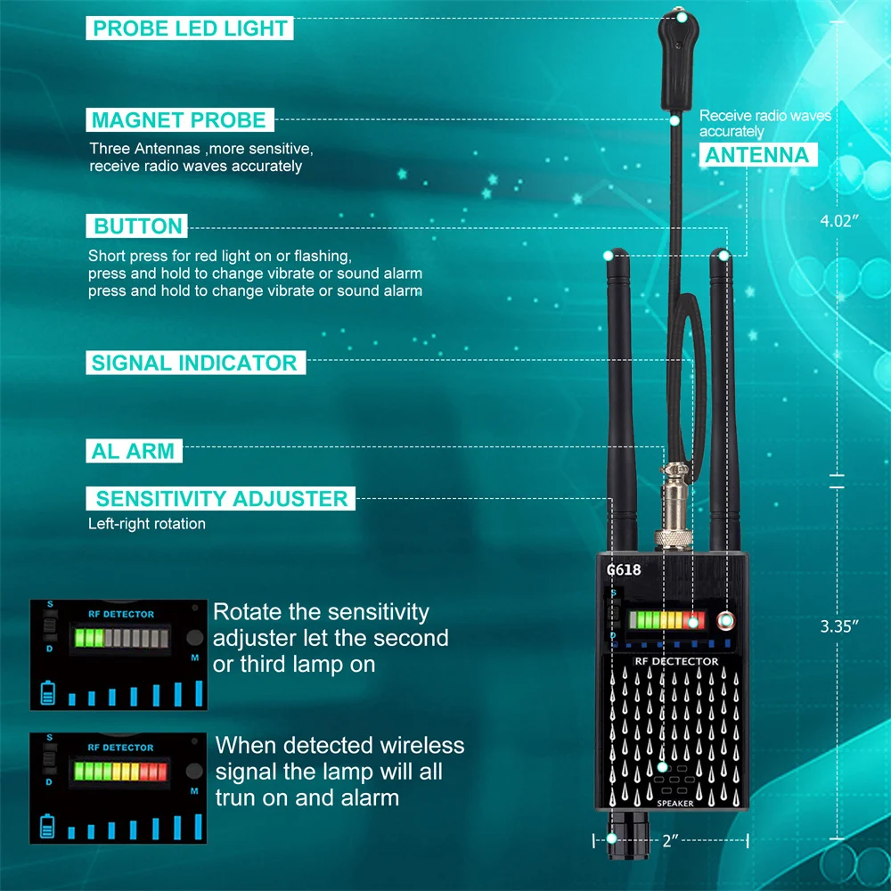 G618 GPS Tracker Anti Spy Detect Bug G618W Bezprzewodowa ukryta kamera Detektor sygnału Urządzenie GSM Profesjonalny skaner sygnału RF G619