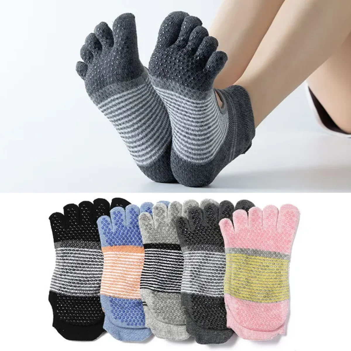 

Five Fingers Dance Sports Socks Women Cotton Breathable Gym Fitness Yoga Socks Silicone Non-slip Floor Ballet Pilates Socks Sox