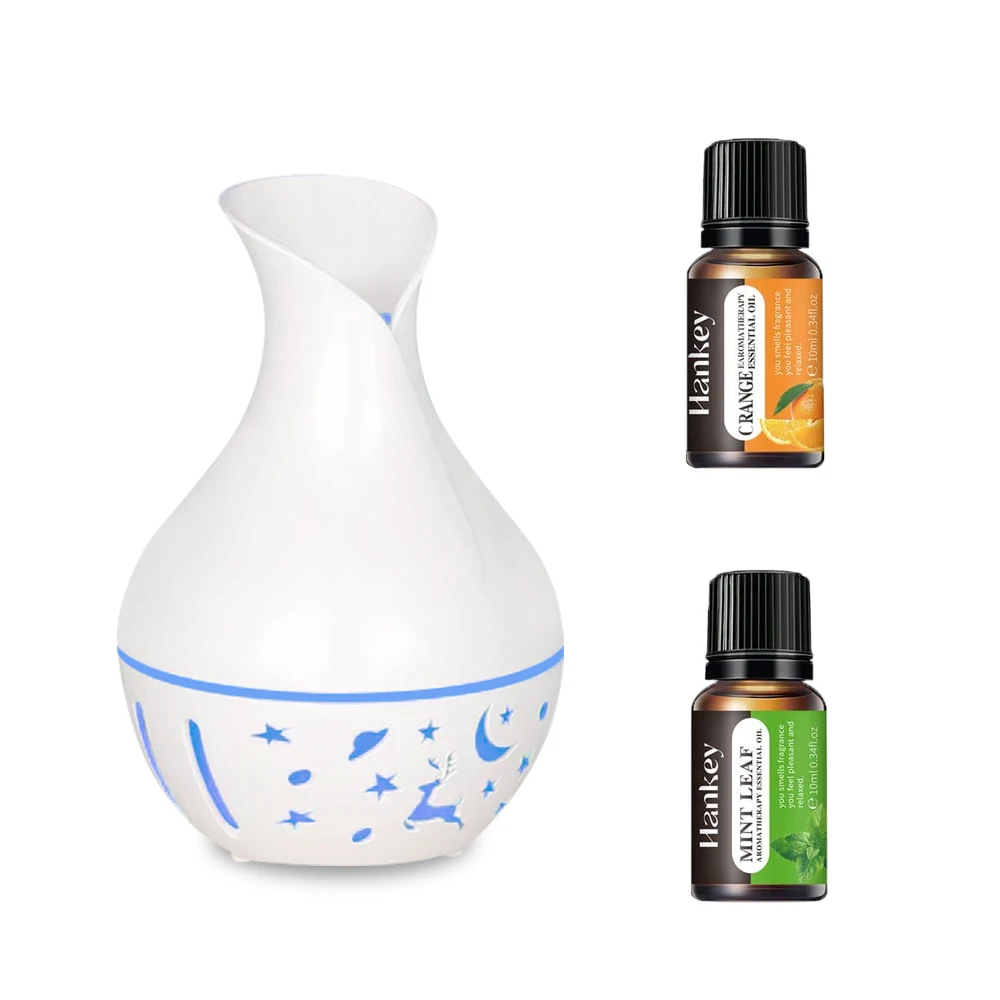 

200ML air humidifier Aromatherapy machine Ultrasonic essential oil diffuser Cold mist machine USB air moisturizer with two bottl