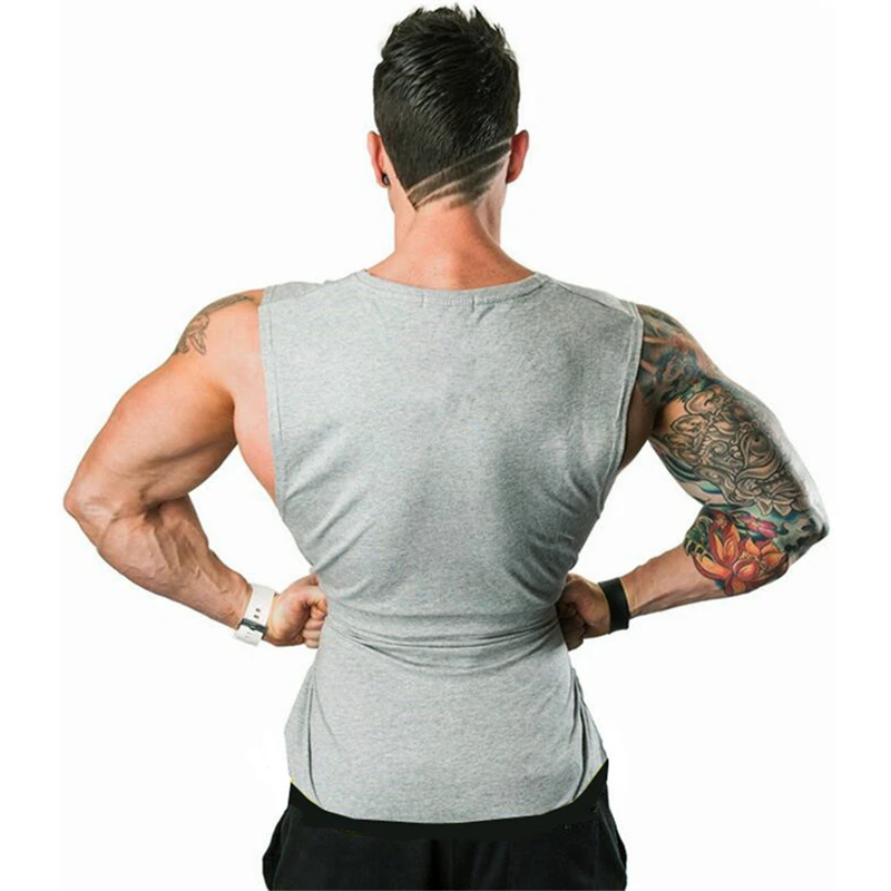 Cotton Mens Running Vests Sleeveless Breathable Gym Fitness Workouts Tank Top Bodybuilding Casual Jogging Undershirt Summer Vest