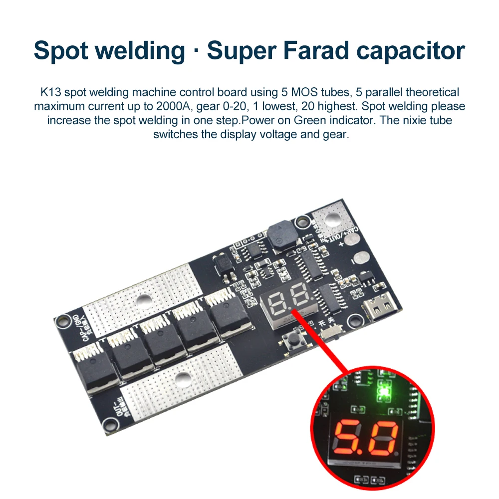 DIY 5V Handheld Spot Welding Machine Portable Farad Capacitors Spot Welder Kit PCB Control Board 18650 Battery Spot Welder