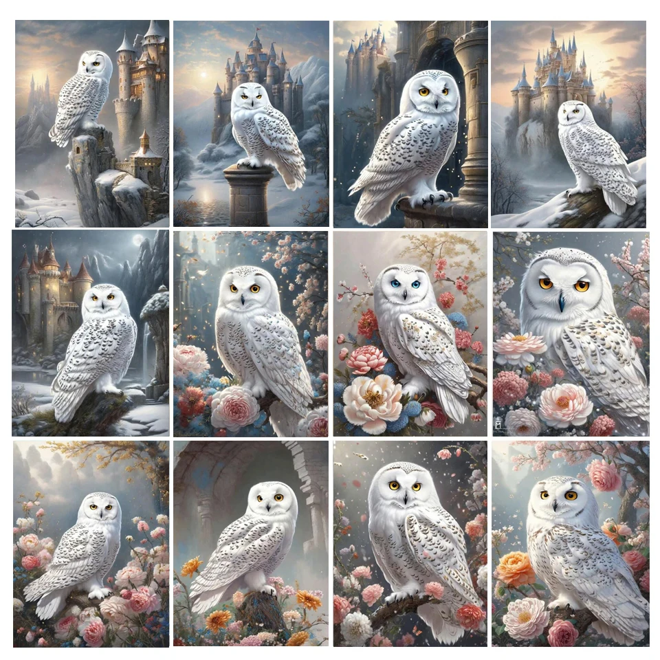 5D Diy Diamond Painting New Arrivals Magic Castle White Owl Flowers Picture Rhinestones Diamond Mosaic Jewelry Cross Stitch W531