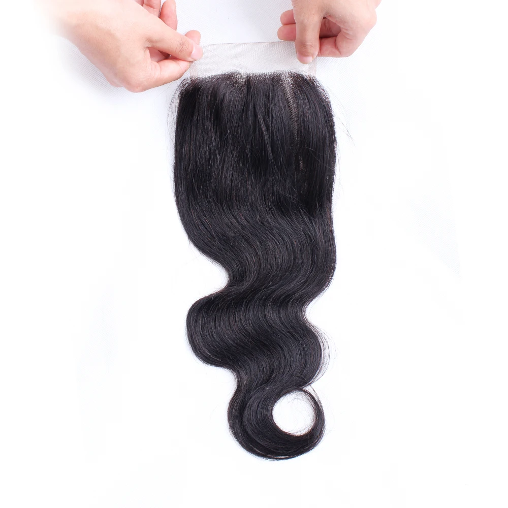 Perruque Lace Closure brésilienne naturelle, Body Wave, 4x4, 8-18 pouces, noir naturel, lot de 1/3/5, vente en gros, 100% cheveux humains