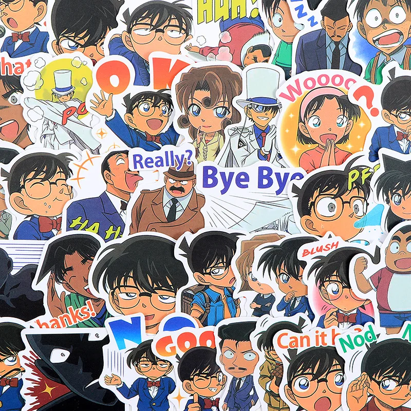 50Pcs Conan Edogawa Anime Stickers Decoration Suitcase Scrapbooking Laptop Phone Stationery Cartoon Detective Manga Kid Sticker