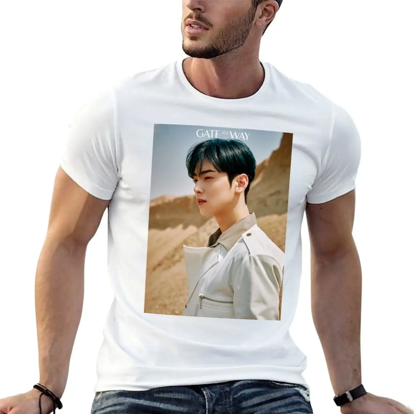 ASTRO KNOCK EUNWOO T-Shirt Blouse Short sleeve tee mens big and tall t shirts