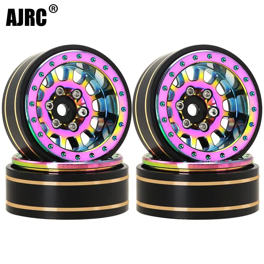 

Ajrc 26g Colorful Aluminum+brass 1.1" Beadlock Wheel Rims For 1/24 1/18 Rc Crawler Car Axial Scx24 Ax24 Traxxas Trx4m Fms Fcx24