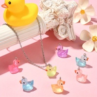 6/12/24pcs Mixed Color Duck Luminous Resin Pendant for DIY Bracelets, Necklaces, Pendants, Gifts, Jewelry Making Accessories