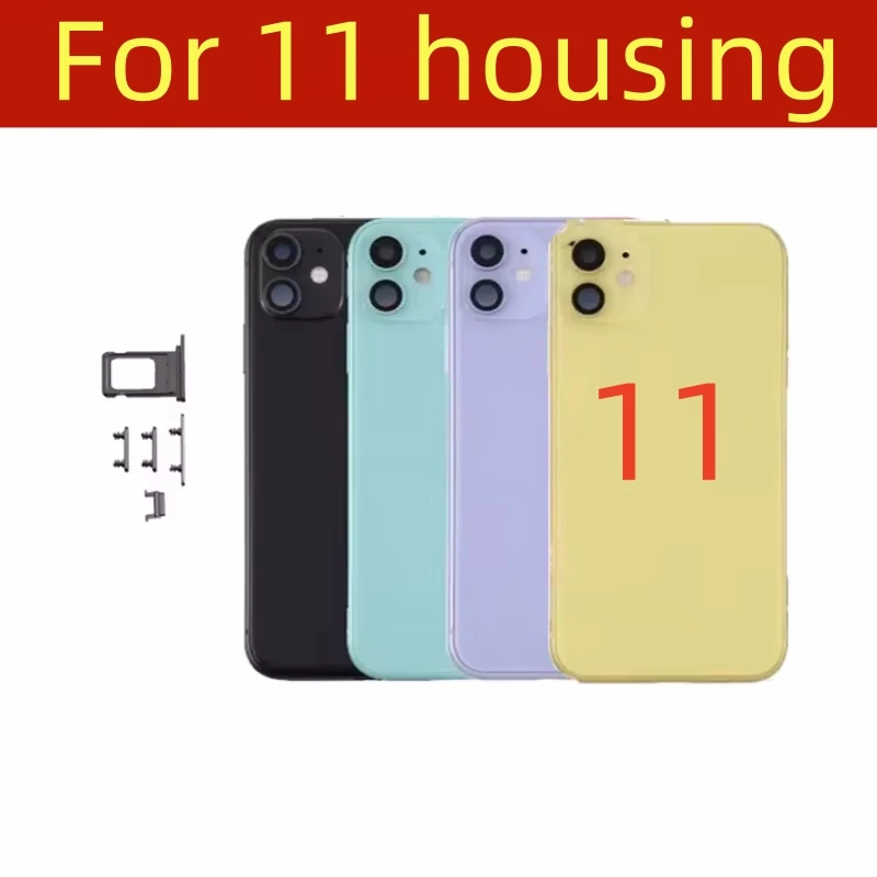 Back Housing For iPhone 11 Pro Max Back Battery Door Glass with Middle Chassis Frame SIM Tray Side Key Parts