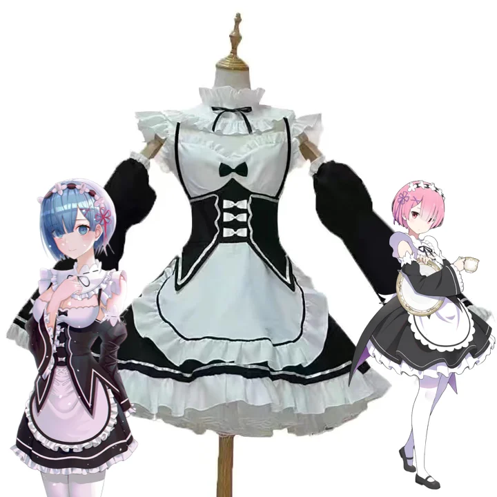 

Костюм Лолиты Re:Life in A Different World From Zero, аниме-фильм Rem/Ram, карнавальный костюм для женщин, костюмы на Хэллоуин для женщин