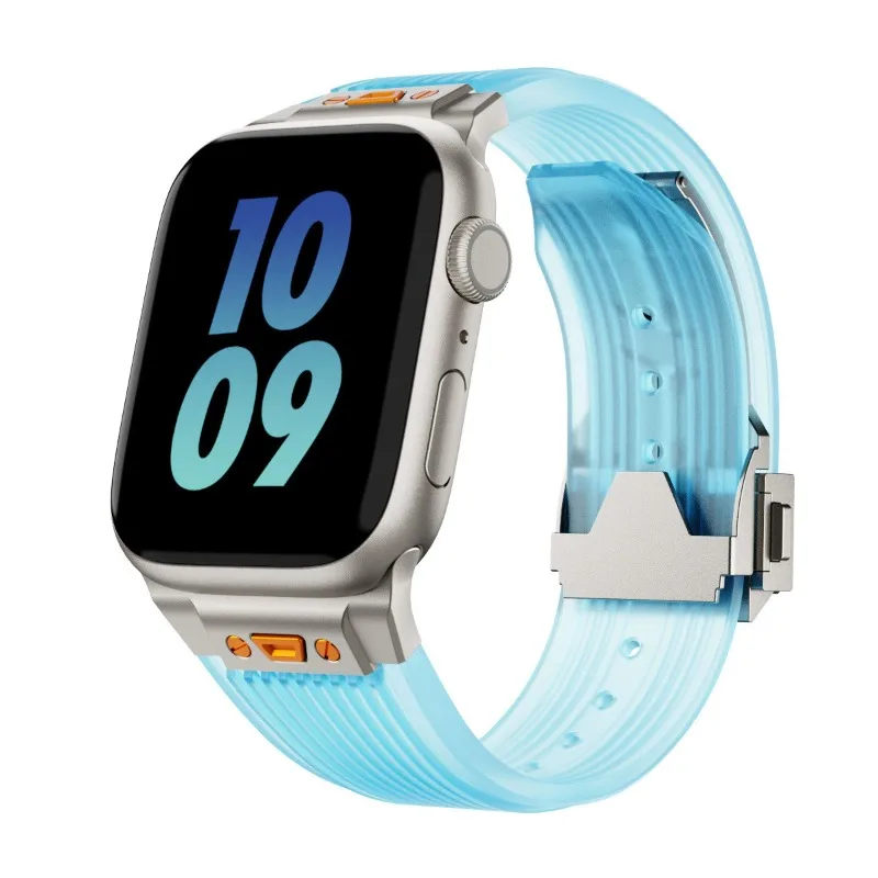 

New Folding Buckle Liquid Elastic Silicone Wristband For Apple Watch Ultra Smart Watch Replacement Strap Accessories