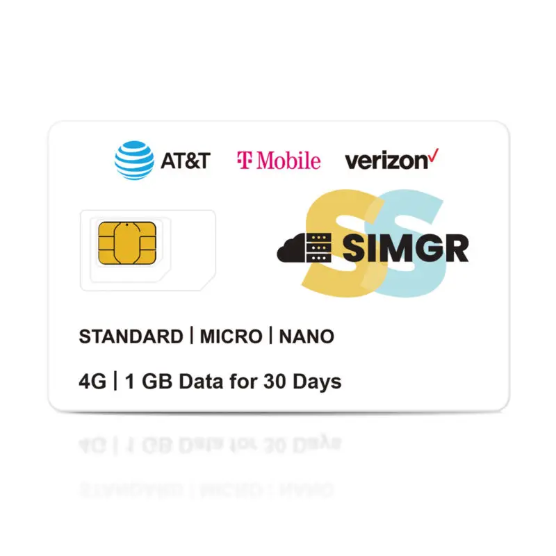 بطاقة SIM 4G لشبكة AT&T T-Mobile Verizon المدفوعة مسبقًا في الولايات المتحدة الأمريكية 30 جيجابايت/30 يومًا 60 جيجابايت/1 سنة