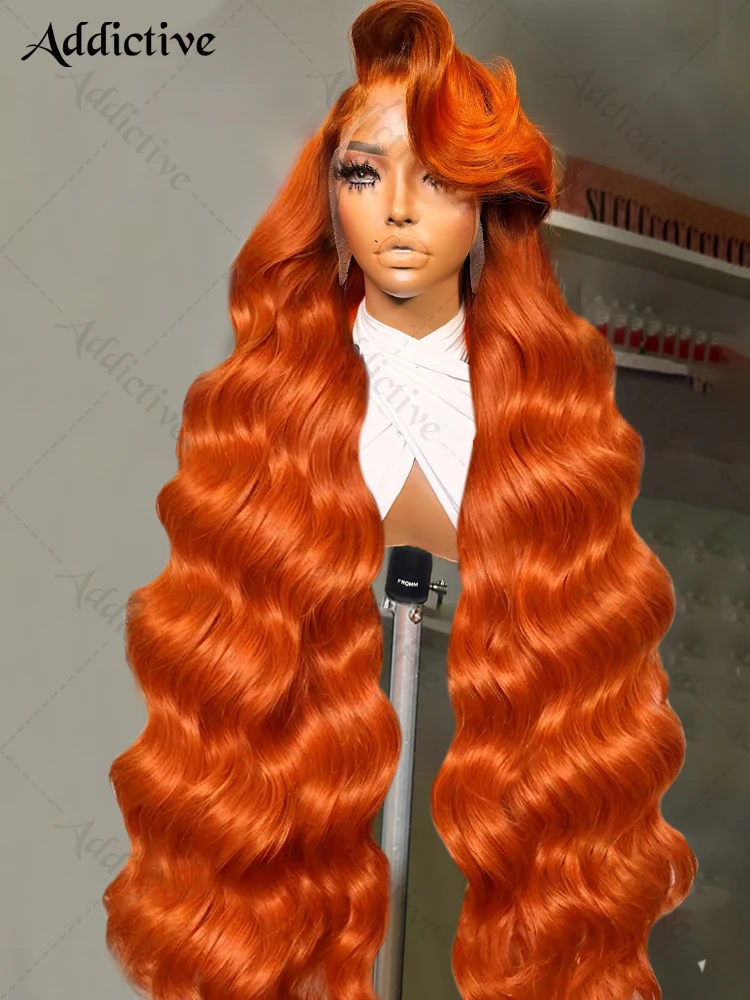 30 38 Inch Body Wave Ginger Orange 13x6 HD Lace Front Wigs 250 Density Colored Preplucked Wig 13x4 Lace Frontal Wigs For Women