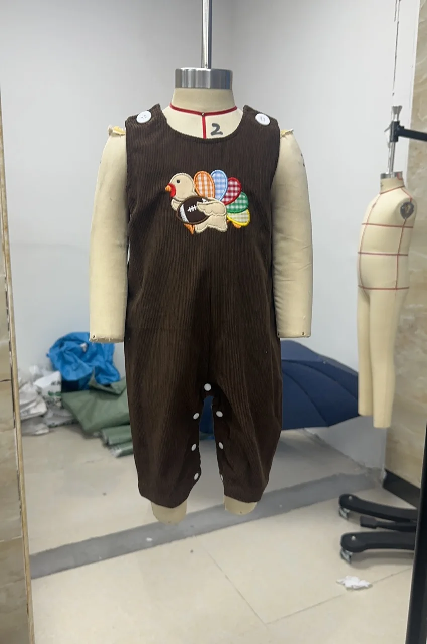 

Осенняя одежда для малышей, вельветовые комбинезоны на День Благодарения для мальчиков и девочек, штаны с вышивкой в Турции, милая осенняя одежда