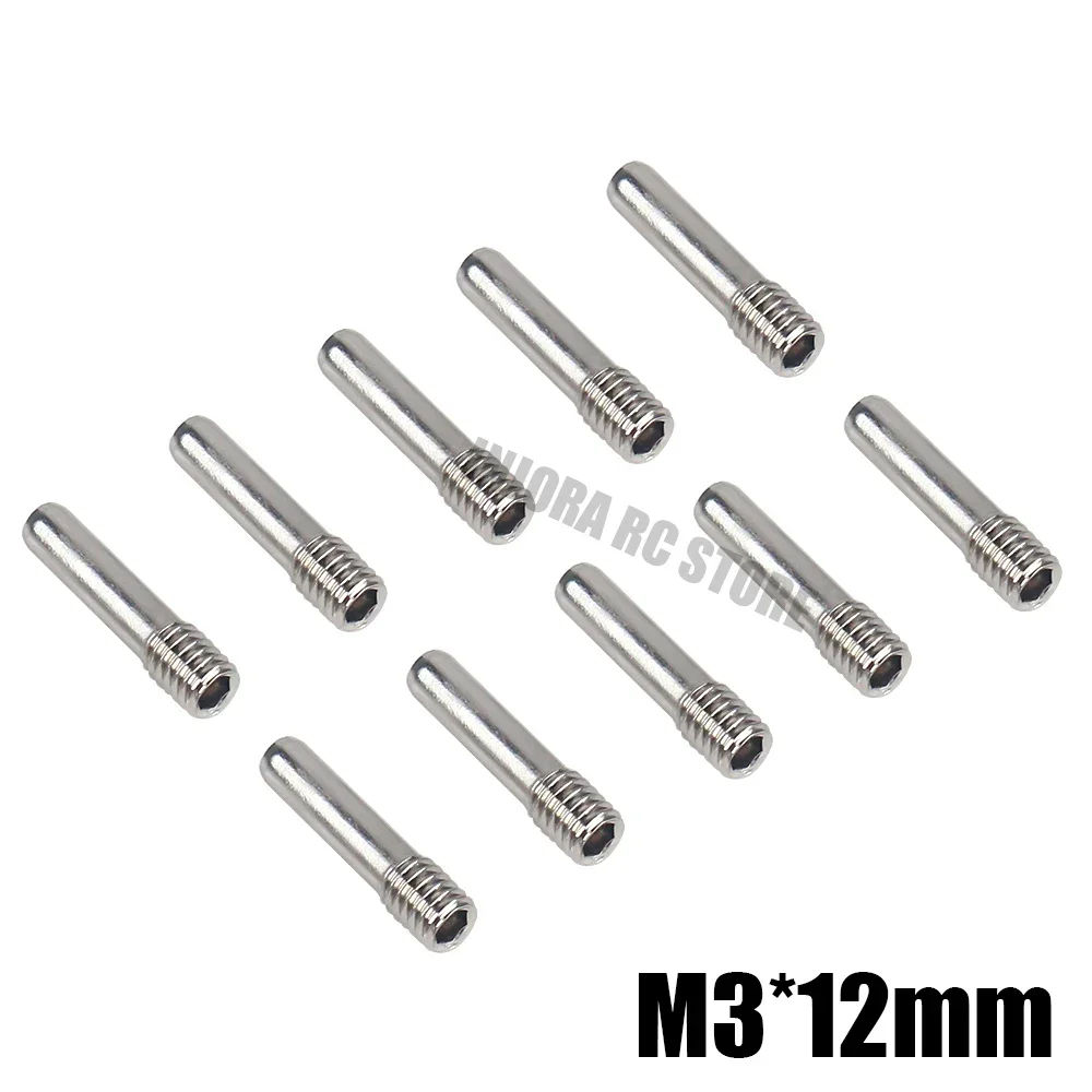 10Pcs/Set Silver Stainless Steel Headless M3 M4 Hexagon Screw Pins for 1/10 RC Crawler Car Driveshaft