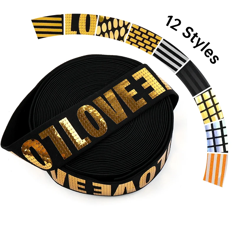 

1/2Yards 15/20/24/38/50mm Sequins Elastic Band Reflective Rubber Bands Stretchy Fabric Straps Bungee Cord Nylon Tape Belt Sling