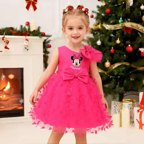 Minnie Cute Dress Girl Party Birthday PrincessKid Butterfly Clothes Dress Outfit Evening Christmas New Year Dress Children Gift