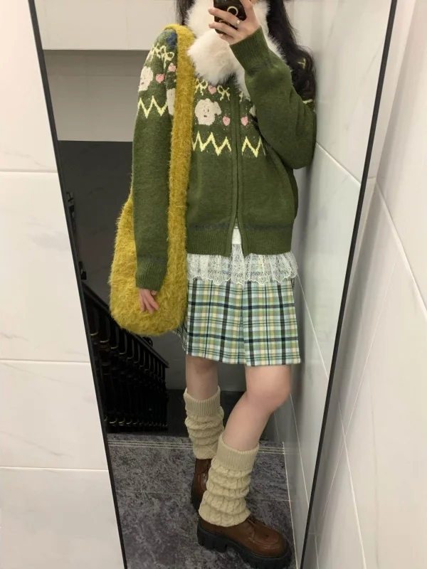 

Spring Autumn Women's Plaid Skirt Gingham A-Line Skirt Slimming Korean Style Versatile Half-length Trendy
