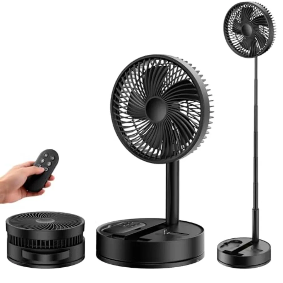 

Portable Standing Oscillating Rechargeable Fan - 8" 8000mah Battery Operated USB Fans for Bedroom Quiet Remote Folding Pedestal