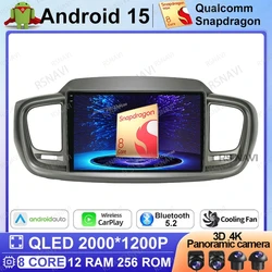 Android 15 Car Radio For Kia Sorento 3 2015 - 2019 BT DSP Wireless Carplay Auto 4G LTE 5G WIFI Multimedia Navigation DVD QLED