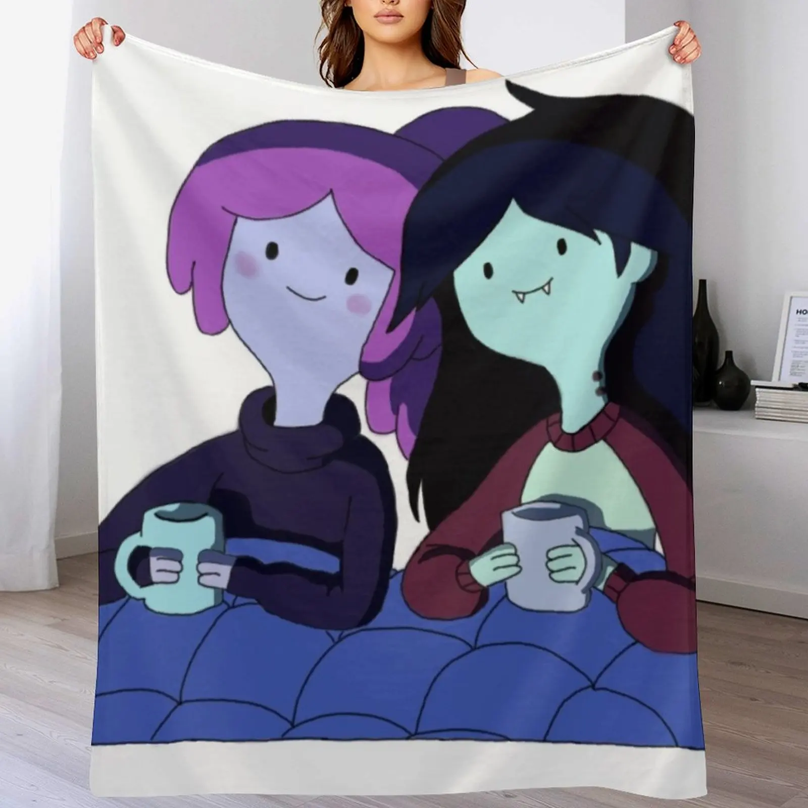 

Princess Bubblegum and Marceline Throw Blanket Sofas Custom Quilt Bed linens Blankets