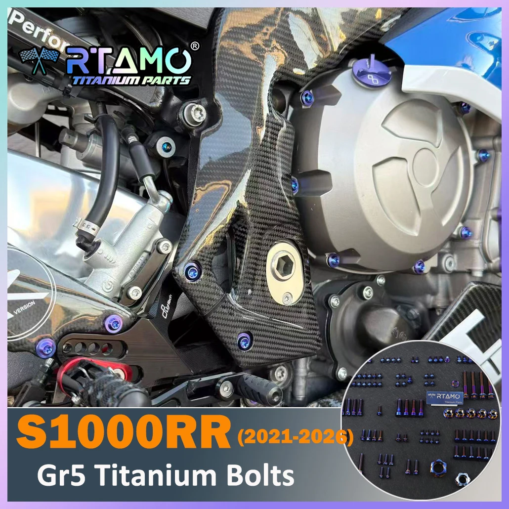 RTAMO Titanlegierungsschrauben Schwingenmutter Spoiler Motordeckel Vorderpedalschraube für BMW S1000RR 2021-2026 Modifikation